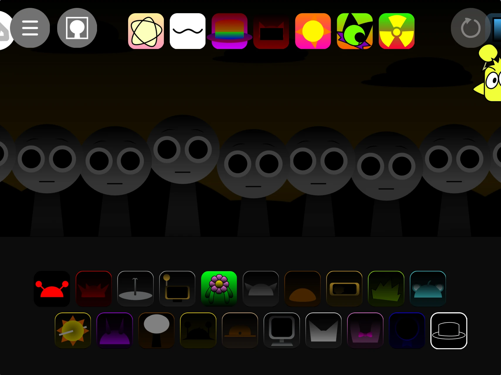 Sprunki Shifted Remake character selection screen with redesigned interface