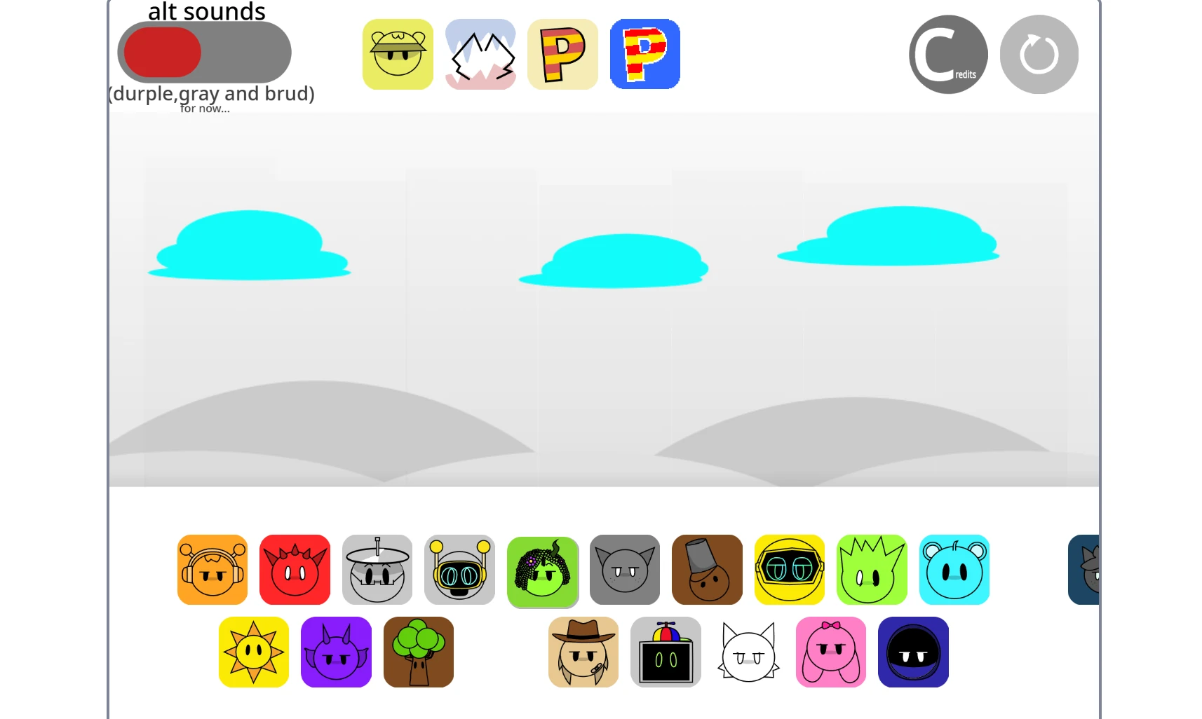 Sprunki Super Tunes main gameplay interface with character selection