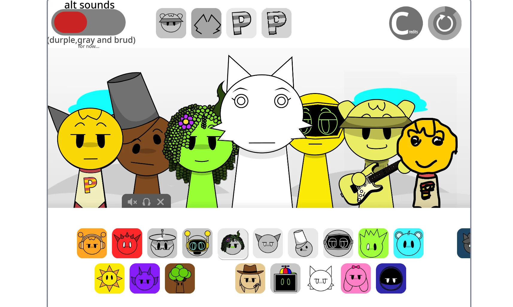 Sound selection menu in Sprunki Super Tunes game