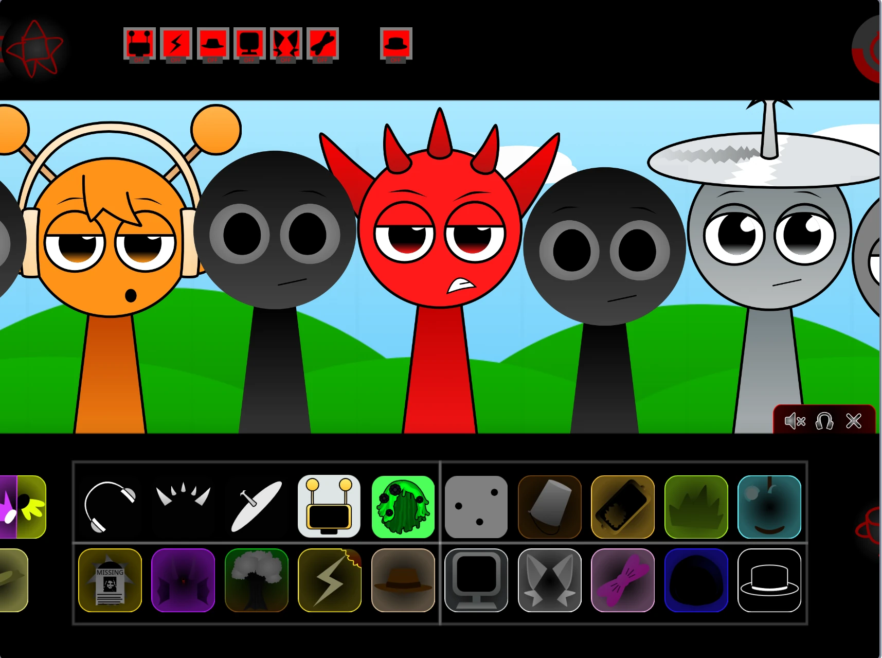 Gameplay interface and controls in Sprunki Swap Retextured Phase 1 Sprunki Swap Retextured Phase 1 gameplay interface and controls