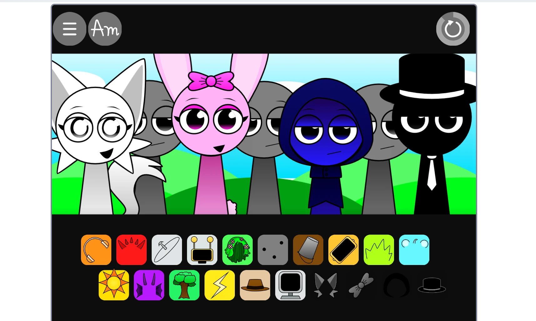 Complete team of swapped characters working together in Sprunki Swap Showcase Phase 1 Complete swapped character team in Sprunki Swap Showcase