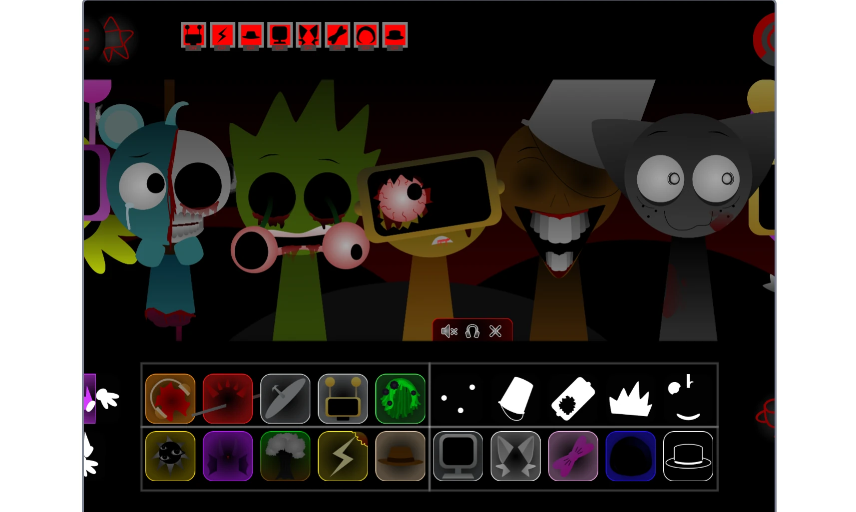 Gameplay screenshot showing robot characters creating electronic music