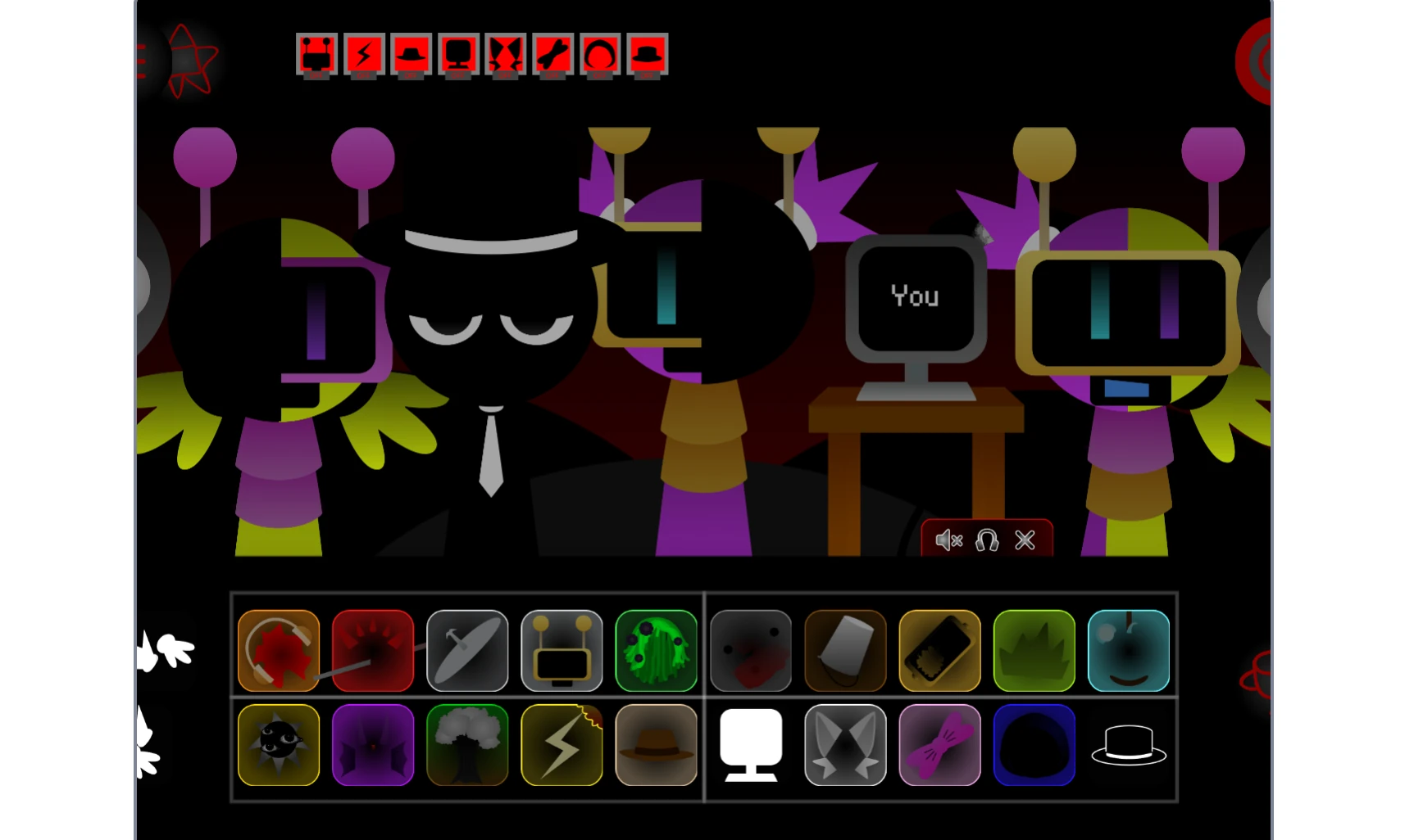 Interface options and settings in Sprunki robot mod