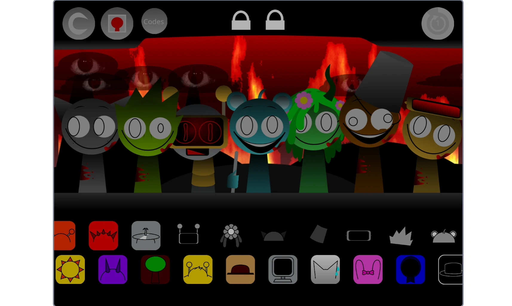 Character selection screen in Sprunki Wenda Treatment 4.0