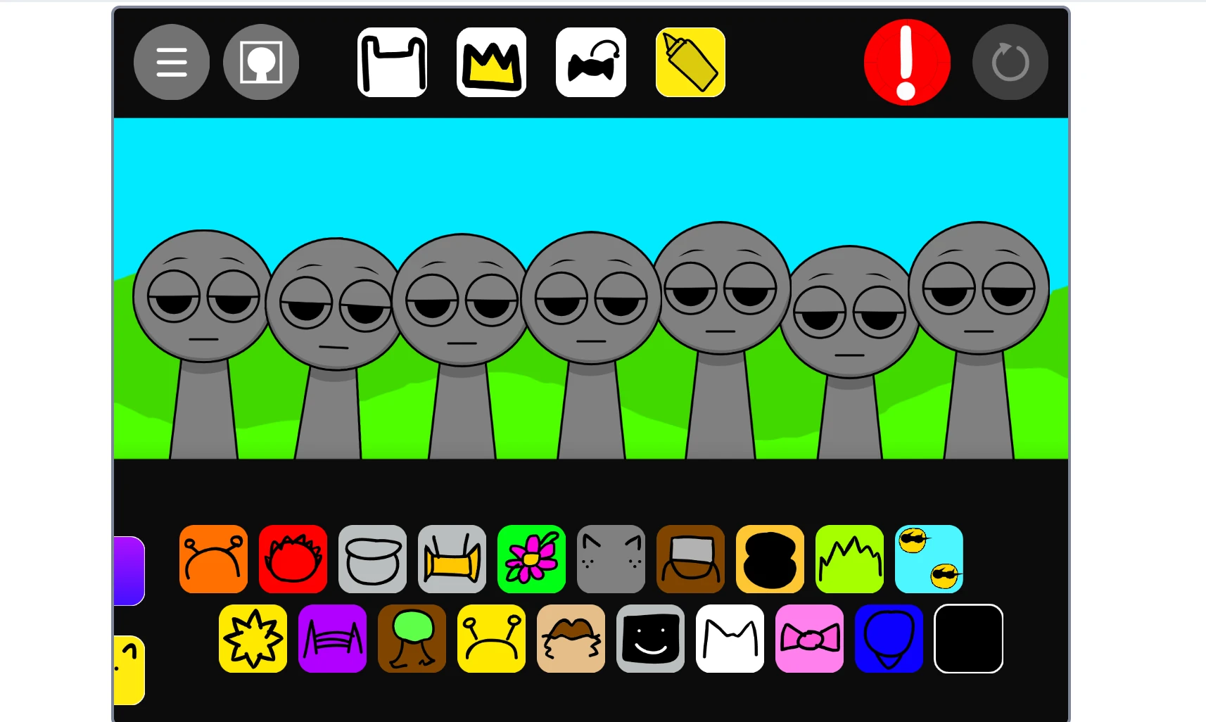 Sprunkid gameplay showing character selection and interface