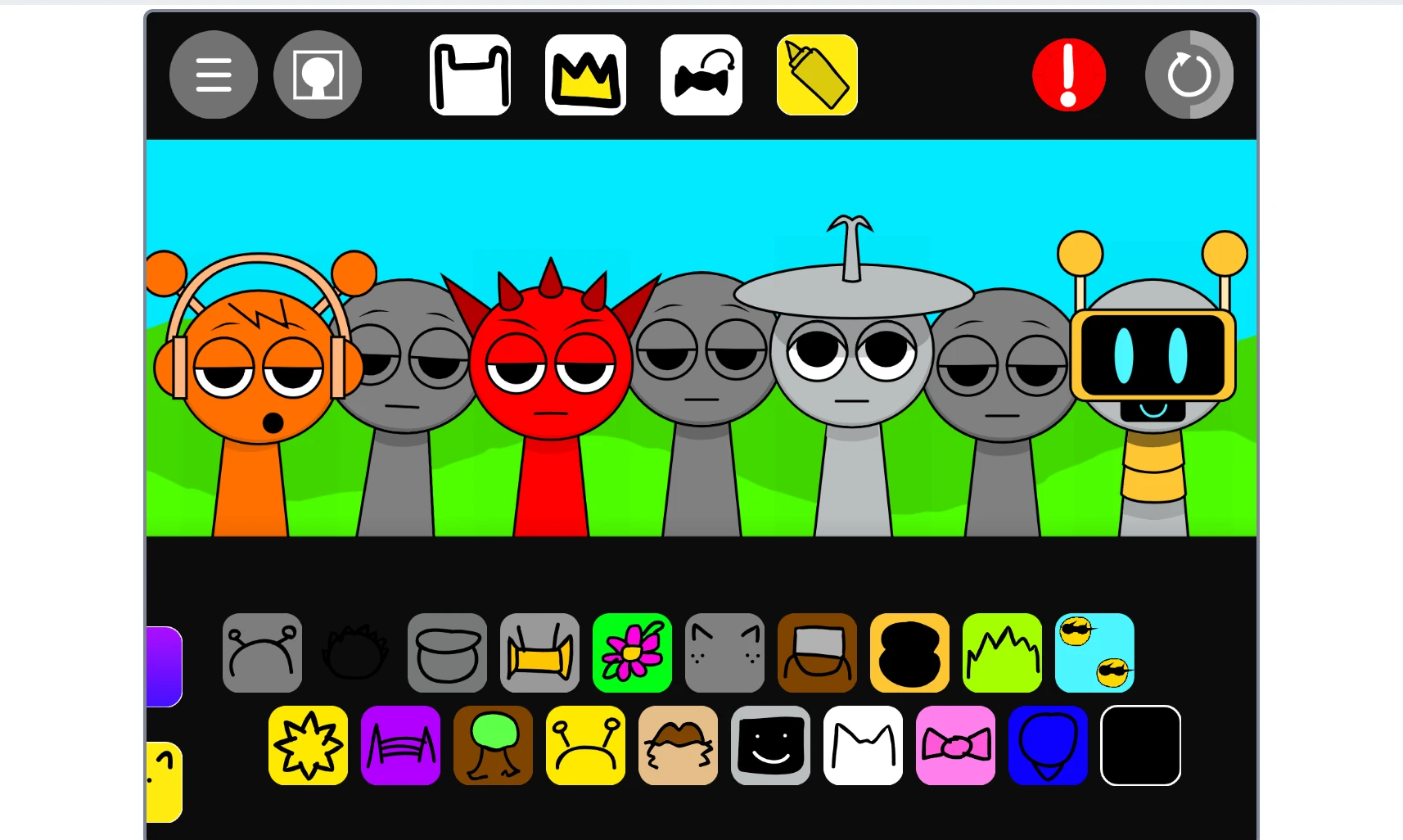 Sprunkid music creation with beatbox characters and sound options
