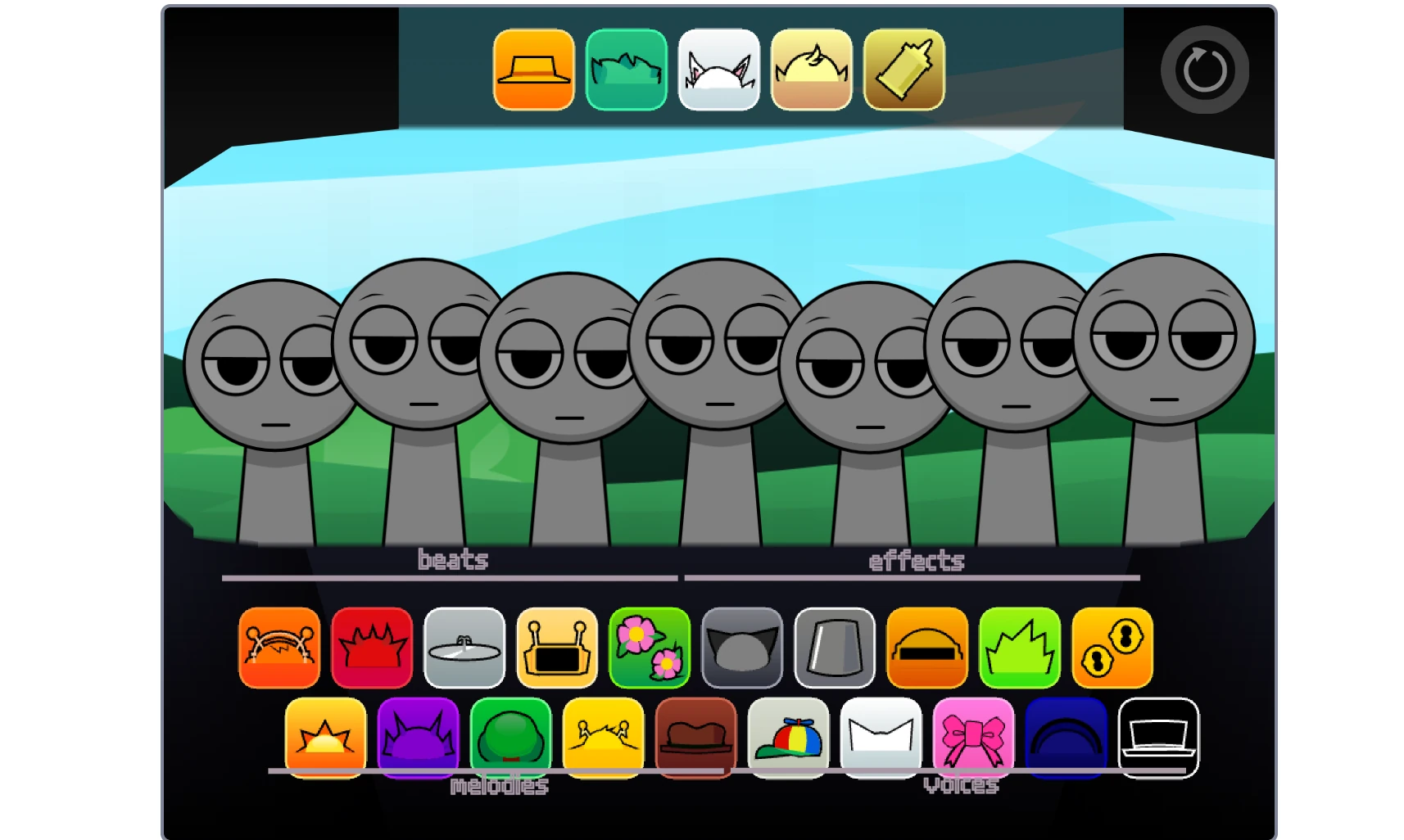 Sprunki Parodybox Big Update Interface Sprunki Parodybox Big Update main interface with new parody characters
