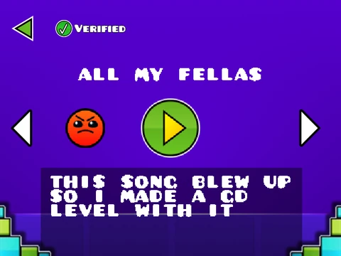 Play All My Fellas Geometry Dash Revamped custom level with GD 2.2 features