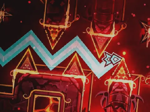 Logo for the Avernus Wave Geometry Dash level on Scratch