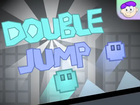 Double Jump puzzle platformer game logo with two cubes