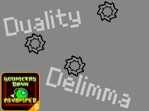 Screenshot showing dual-mode gameplay in Duality Delimma & Shatters Geometry Dash Revamped