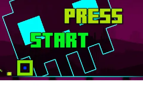 Geomatry Dash Subzero Press Start geometric character navigating icy rhythm-based obstacle course platform game