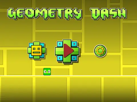 Screenshot of Geometry Dash gameplay with spikes and cubes