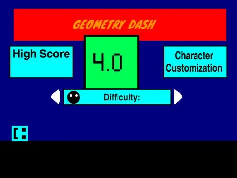 Geometry Dash 4.0 game cover showing a rotating cube icon and vibrant geometric background