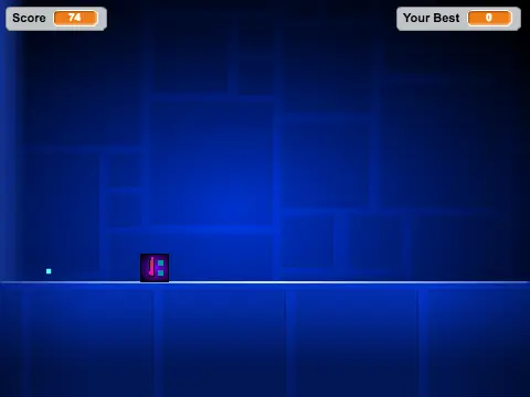 Geometry Dash rhythm-based platform game character and obstacle screenshot