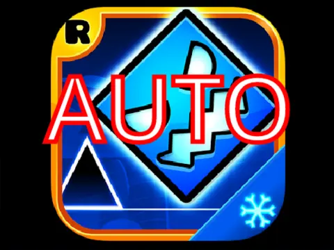 Geometry Dash Auto Subzero showing automated gameplay through ice crystal obstacles