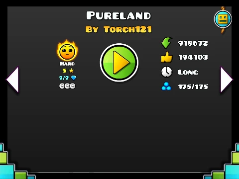 Geometry Dash Buffed Pureland demon level gameplay screenshot