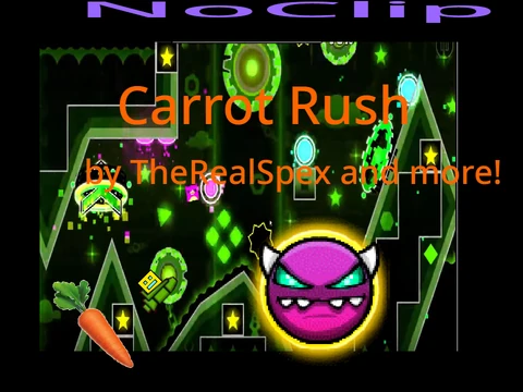 Geometry Dash Carrot Rush NoClip gameplay showing the ship flying through obstacles