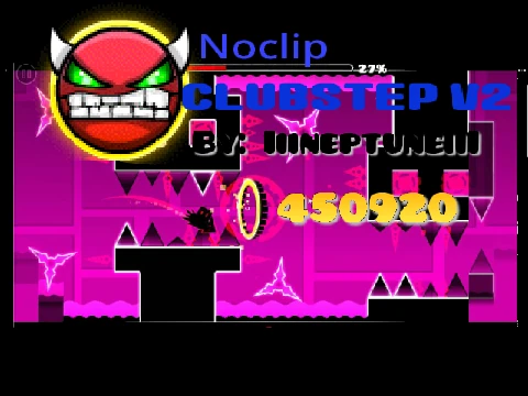 Geometry Dash Clubstep V2 Noclip gameplay showing noclip mode