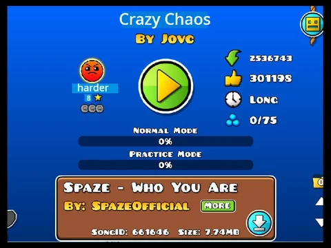 Play Geometry Dash Crazy Chaos, an insane and chaotic level
