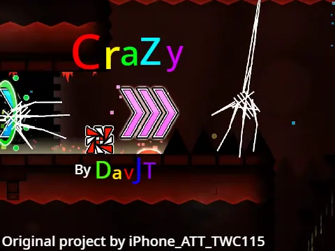Geometry Dash Crazy Nerfed cover image showing geometric icons and spikes
