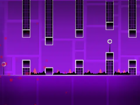 Geometry Dash Demon Levels 7-8 v2 game logo featuring platforming and editor tools
