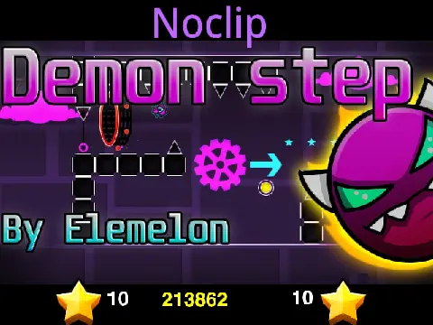 Geometry Dash Demon Step Noclip Game Logo