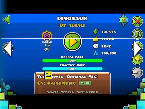 Geometry Dash Dinosaur v1.7 Star Wars Day May the 4th Update gameplay