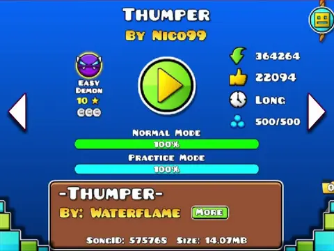 Geometry Dash Drummer Remix game logo featuring musical and platforming elements