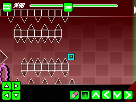 Screenshot showing the detailed editor interface of Geometry Dash Editor 2.0 Copy Remix