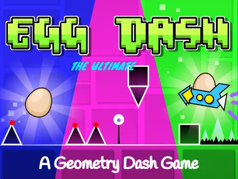 Geometry Dash Egg Dash gameplay screenshot showing egg character and obstacles