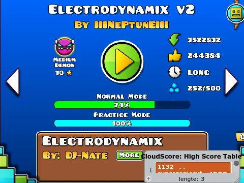 Play Geometry Dash Electrodynamix V2 HACKED online