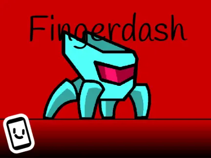 Geometry Dash Fingerdash v1.8 showing character navigating spikes and gears with mobile controls