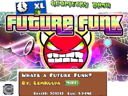 Geometry Dash Future Funk version 1.5 with funky beats and futuristic design
