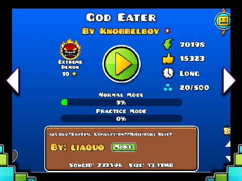 Play Geometry Dash God Eater HACKED online