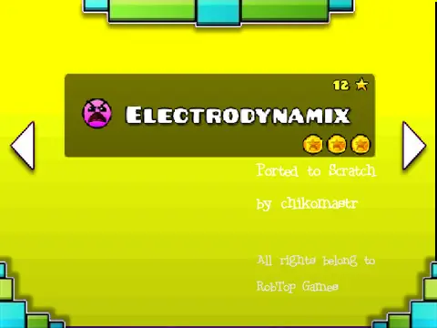 Geometry Dash Level 15 portal image linking to all Scratch levels