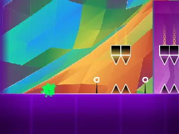 Screenshot of Geometry Dash Levels 9-13 with custom icons and background