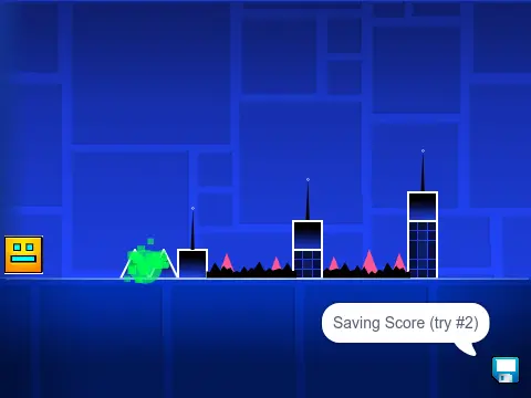 Geometry Dash Lite gameplay showing cube character navigating obstacles