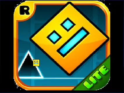 Geometry Dash Lite Remix gameplay screenshot showing character and obstacles