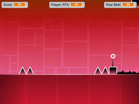 Geometry Dash Lite Version 17 showcasing updated visuals and new obstacle designs