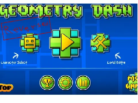 Geometry Dash Music Reversed interactive audio player logo and cover image