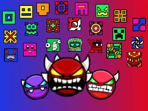 Icon for Geometry Dash Music Player featuring game logo and music notes