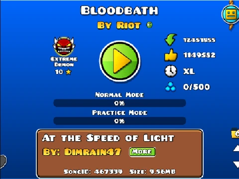 Play Geometry Dash Nerfbath, the funny nerfed Bloodbath version