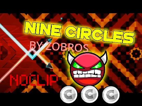 Geometry Dash Nine Circles NOCLIP gameplay with invincibility mode