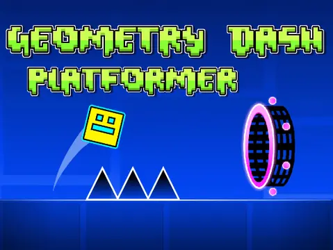 Geometry Dash Platformer Scrolling v0.1.12 gameplay screenshot showing side-scrolling platformer mechanics