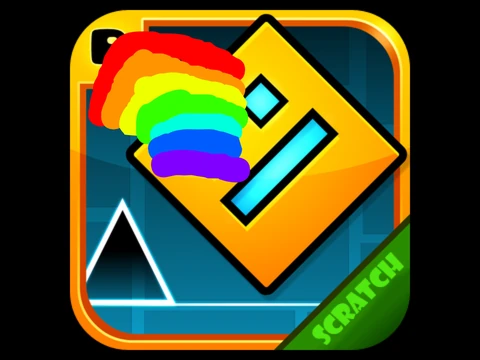 Vibrant and colorful gameplay screenshot of Geometry Dash Rainbow Version