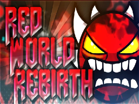 Geometry Dash Red World Rebirth gameplay with red-themed obstacles
