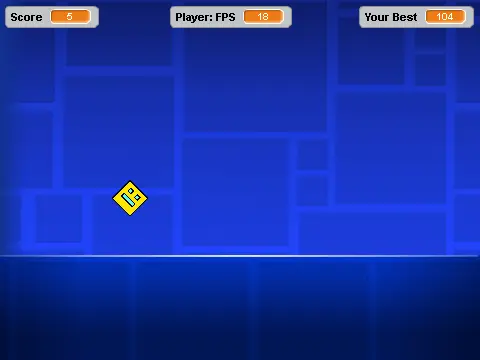 Geometry Dash Remix V5 gameplay showing optimized performance features
