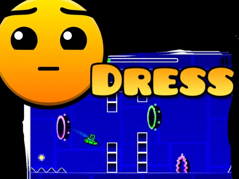 Geometry Dash Revamped dress gameplay showing character customization