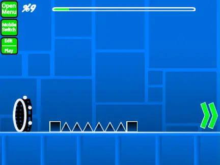 Screenshot of the advanced Geometry Dash Robot Challange level editor